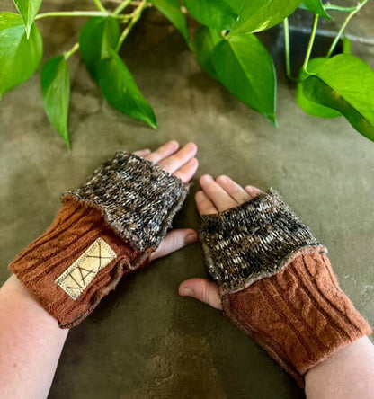 Fingerless Gloves Solid Color(s) rainbow Upcycled from sweaters