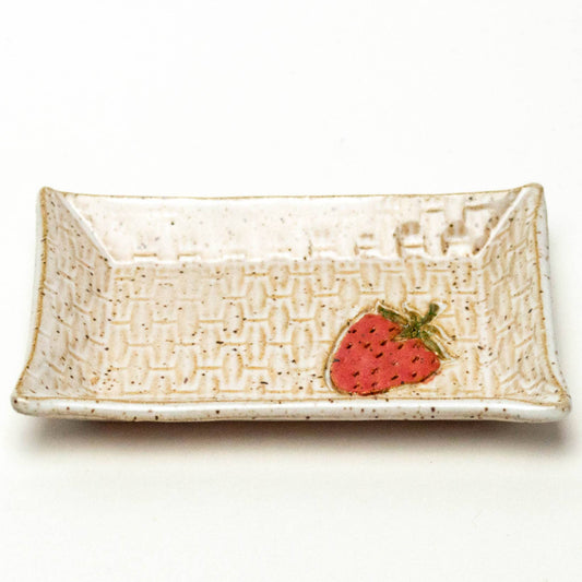 Strawberry Pattern Ceramic White Trinket Dish