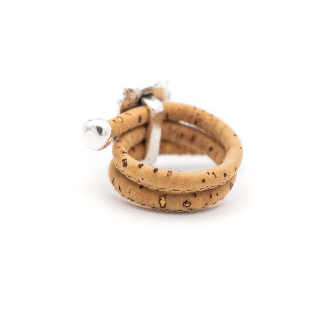 Owl pendant Antique Silver colorful Cork Ring