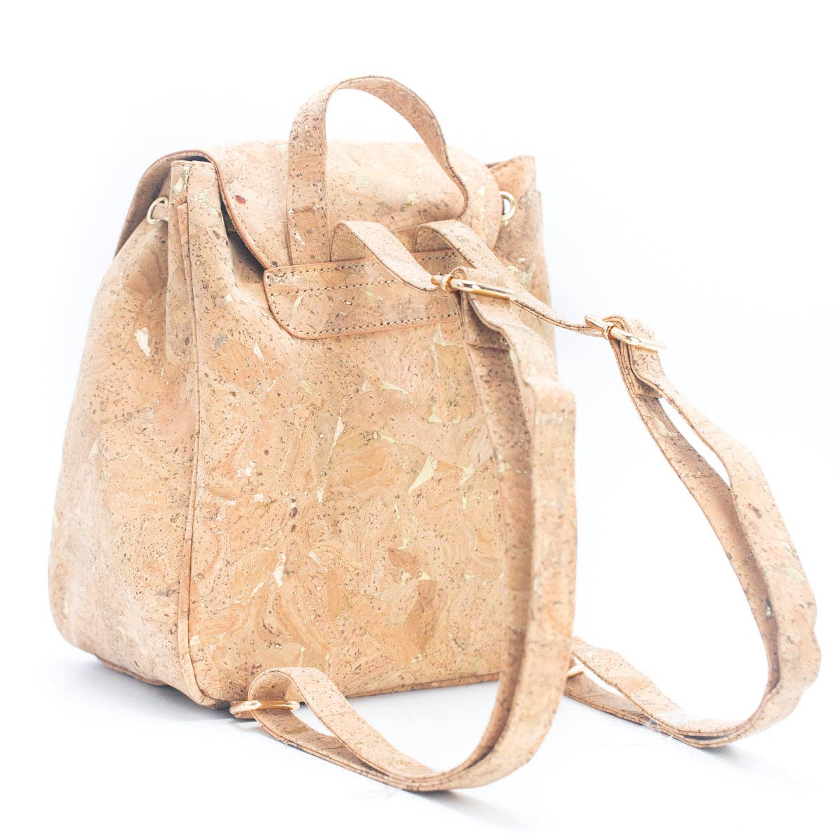 Golden Drawstring Closure Pocket cork Backpack