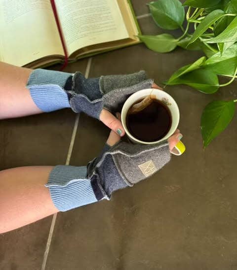 Fingerless Gloves Solid Color(s) rainbow Upcycled from sweaters