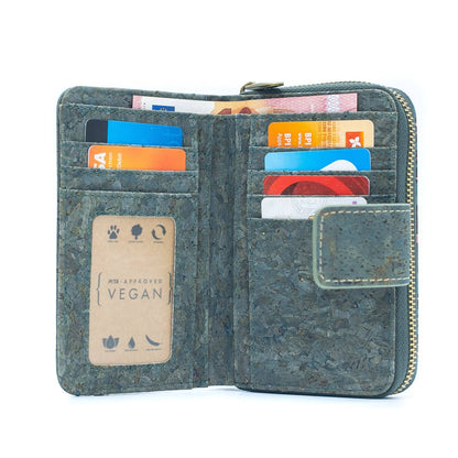 Turquoise Color Ladies Pattern Cork wallet