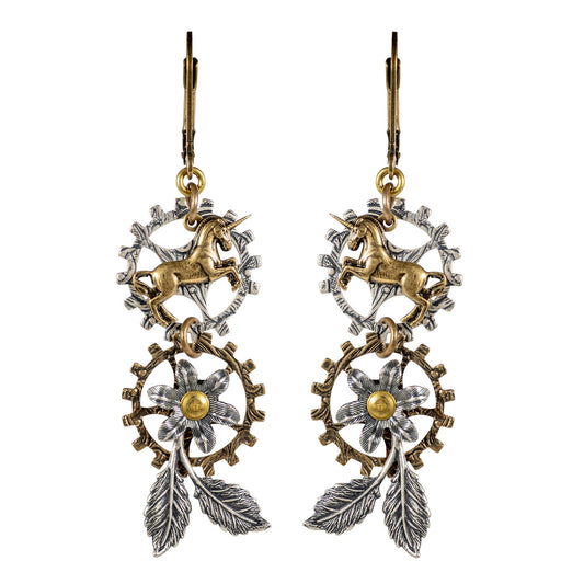 Unicorn Steampunk  Earrings