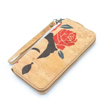 Frida Kahlo Art Cork Zipper Wallet