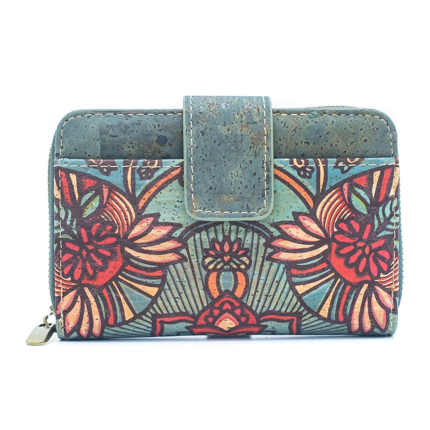 Turquoise Color Ladies Pattern Cork wallet