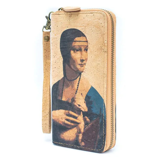 Lady with an Ermine Cork Zipper Wallet