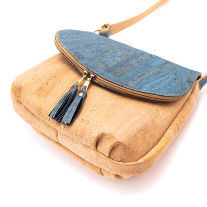 Natural cork with color tassel crossbody bag