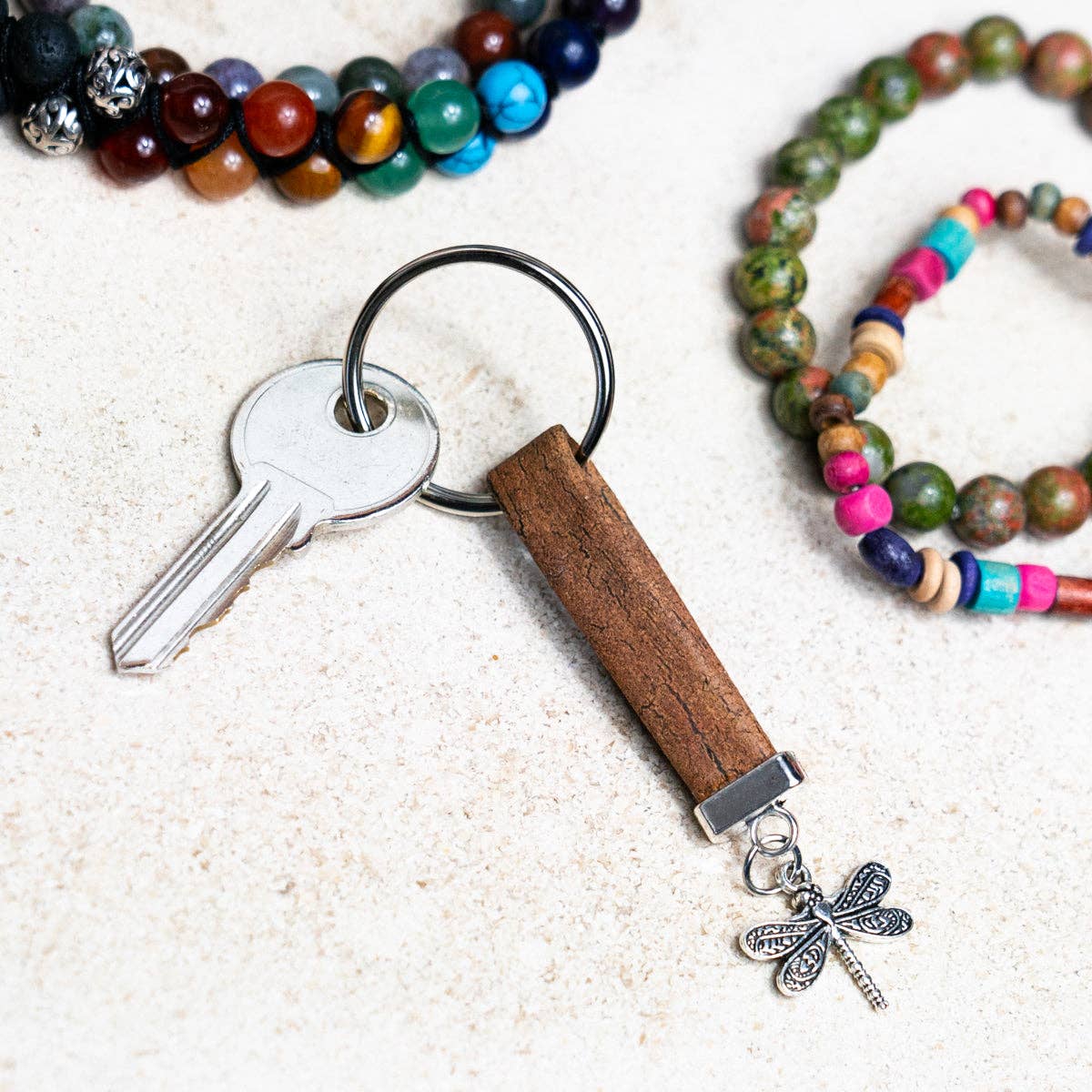 Dagonfly cork handmade keychains