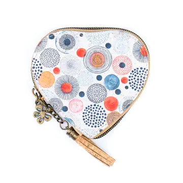 Heart Cork Coin Purse w/ Tassel Zipper Pouch