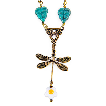 Dragonfly and Daisies Necklace - Fairyland