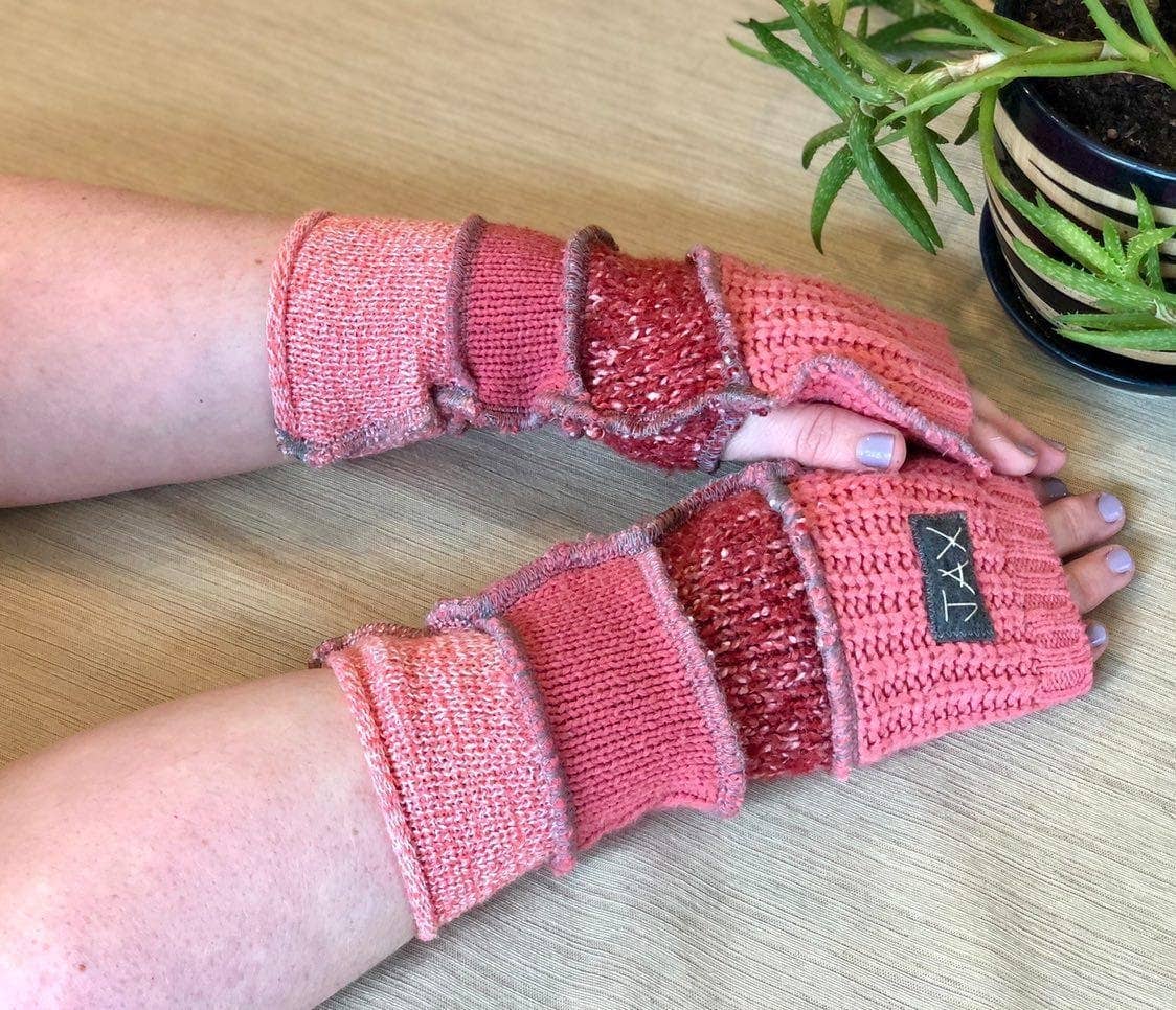 Fingerless Gloves Solid Color(s) rainbow Upcycled from sweaters