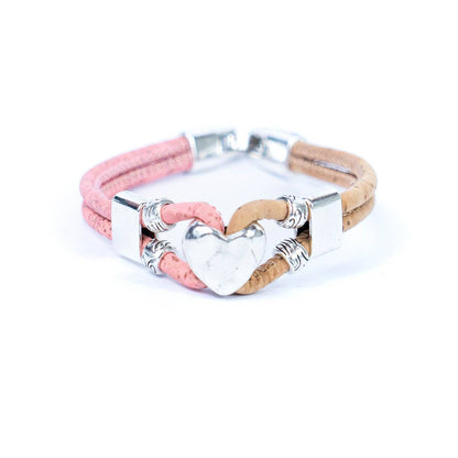 Heart dual colored Cork Handmade Bracelet