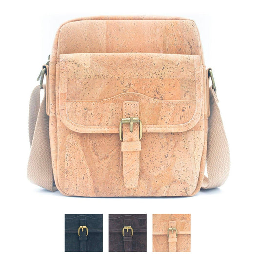 Natural Cork Men's Crossbody Bag Magnetic Closure