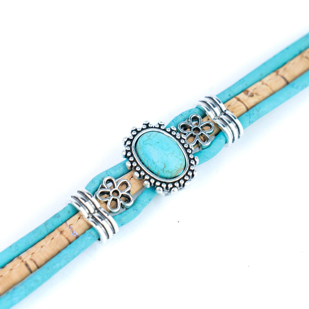 Turquoise Stone Handmade Cork Bracele