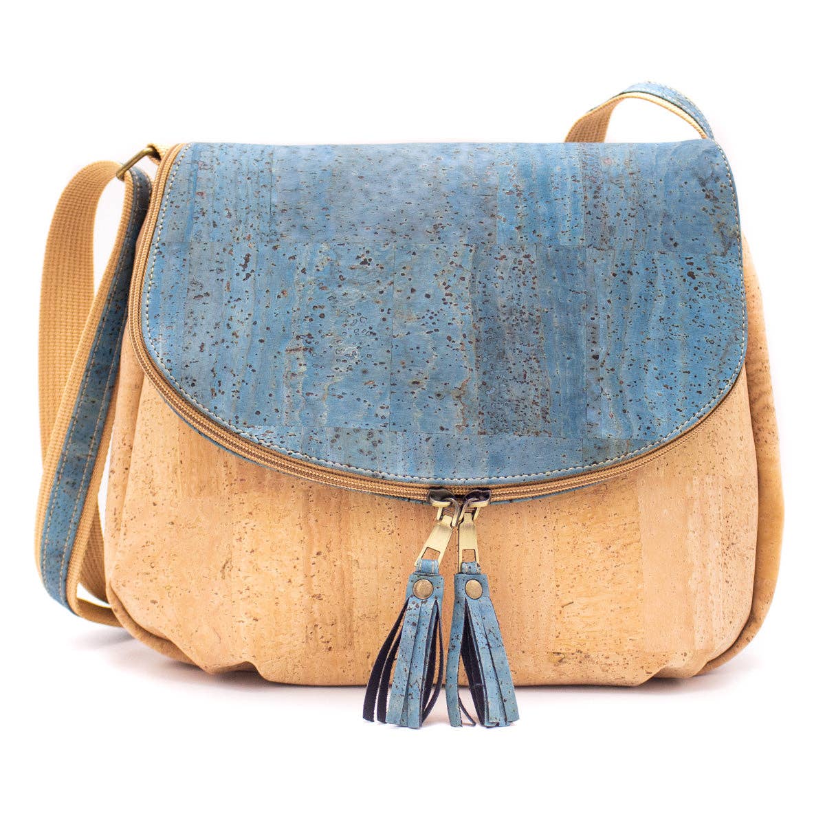 Natural cork with color tassel crossbody bag