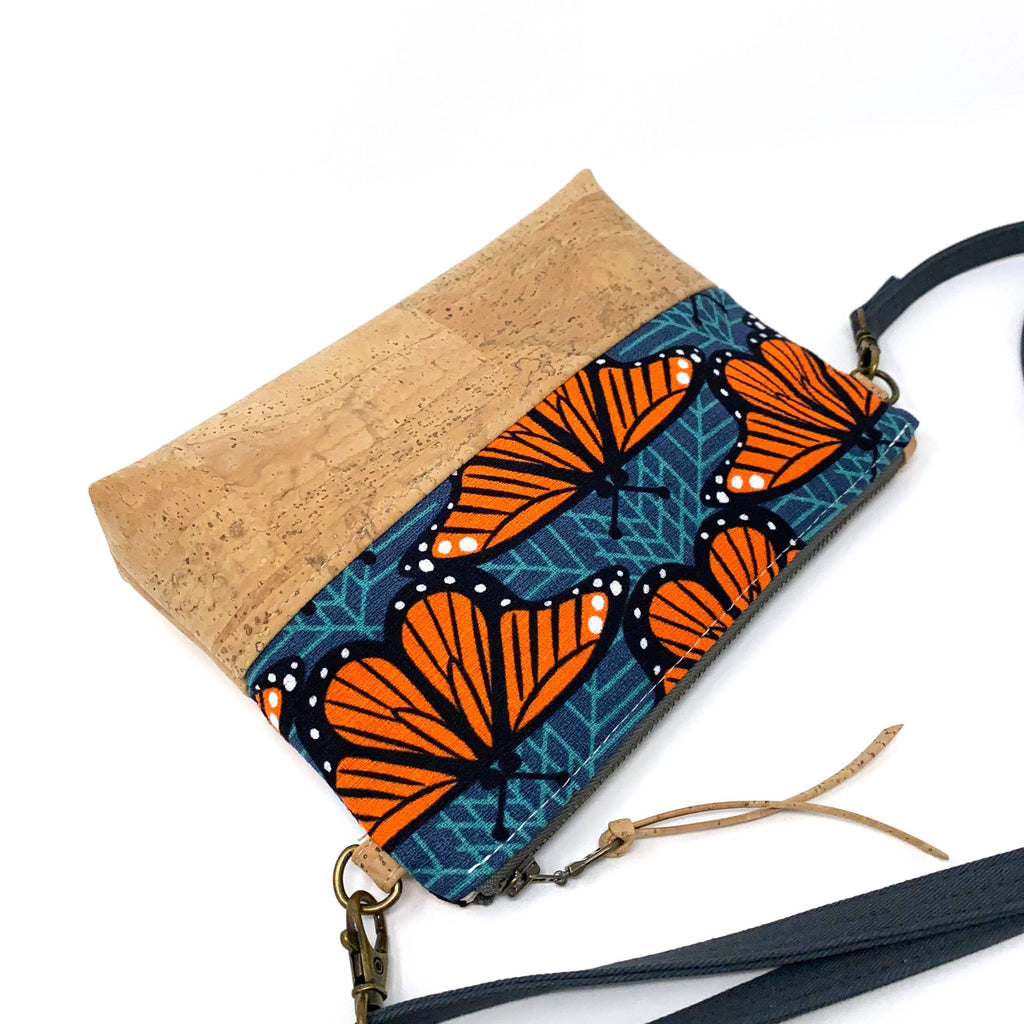 Butterflies Organic Cotton & Cork Crossbody