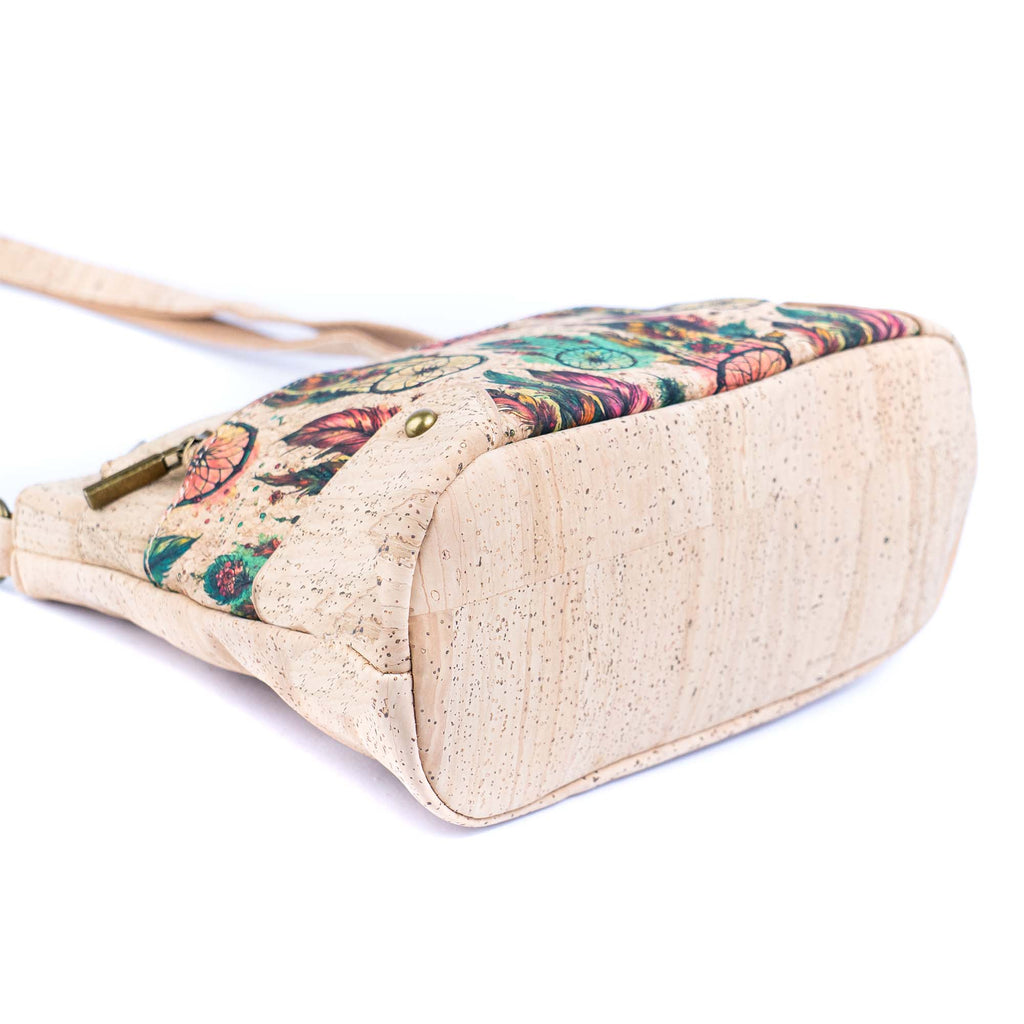 Multi-Pocket Cork Crossbody Bag with Adjustable Shoulder Strap