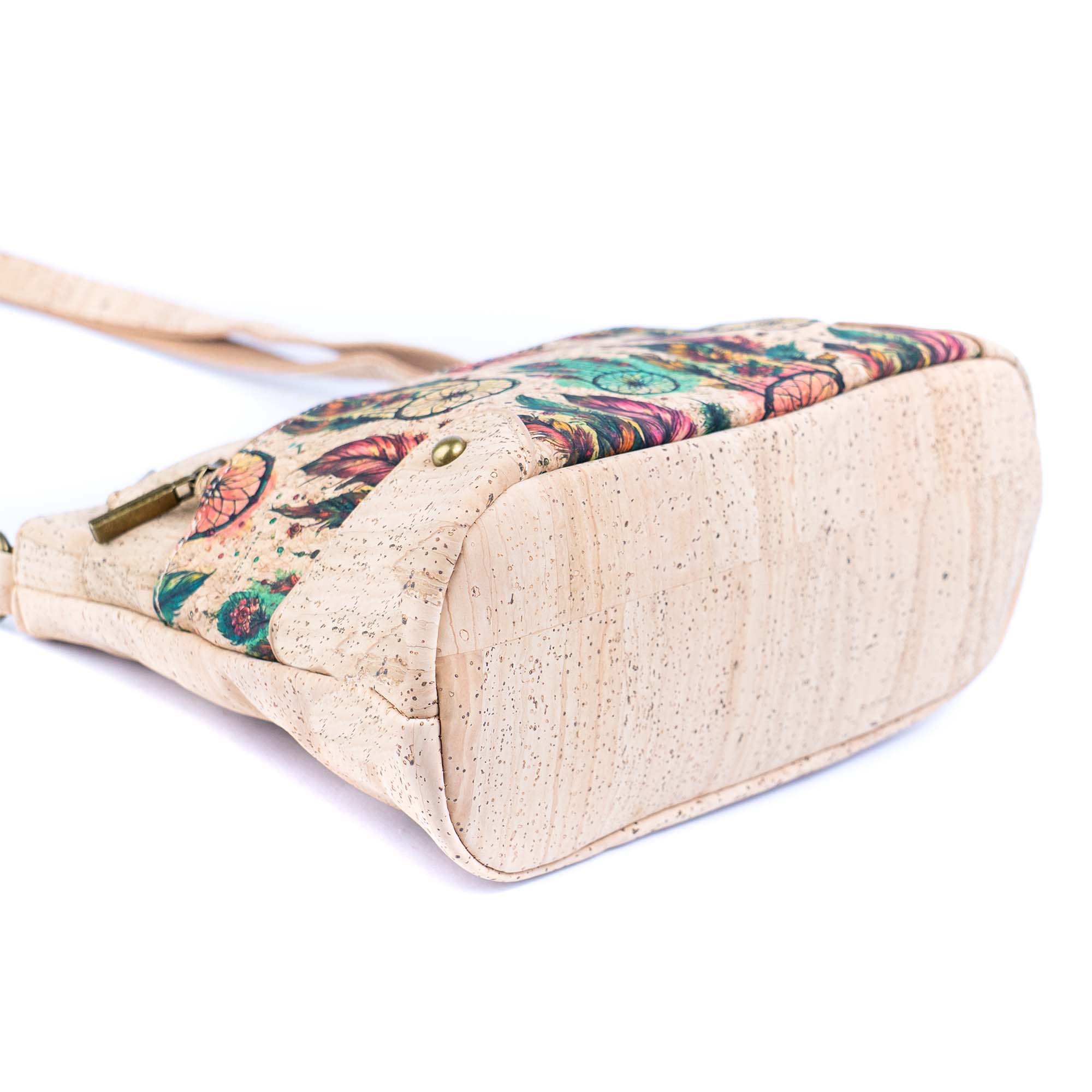 Multi-Pocket Cork Crossbody Bag with Adjustable Shoulder Strap