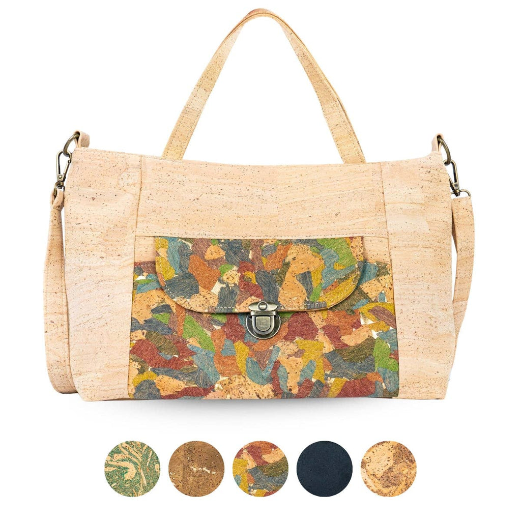 Natural Cork Handbag | Shoulder Bag with Front Pocket