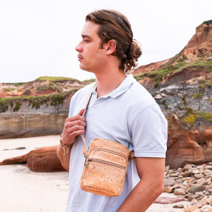 Men's Zipper Cork Messenger Bag