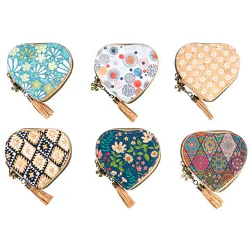 Heart Cork Coin Purse w/ Tassel Zipper Pouch