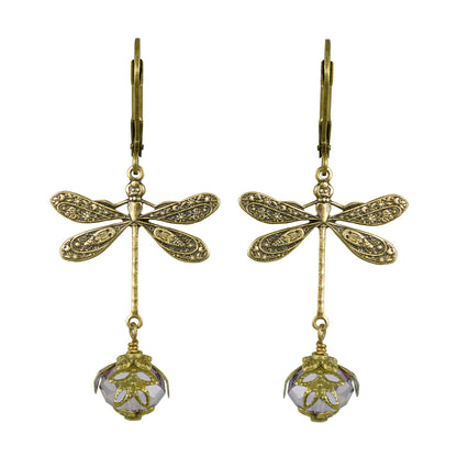 Dragonfly Daze Earrings Artisan Painted Filigree - Fairyland