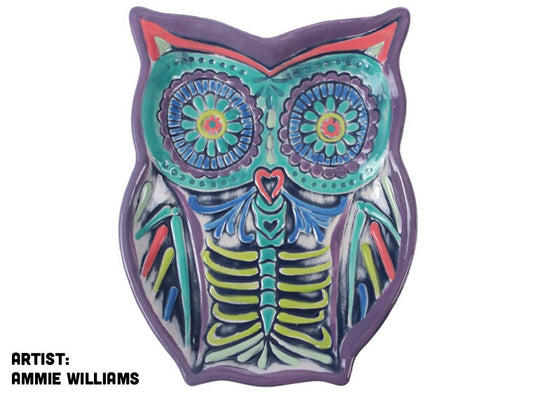 Day of the Dead Owl Dish Bisqueware