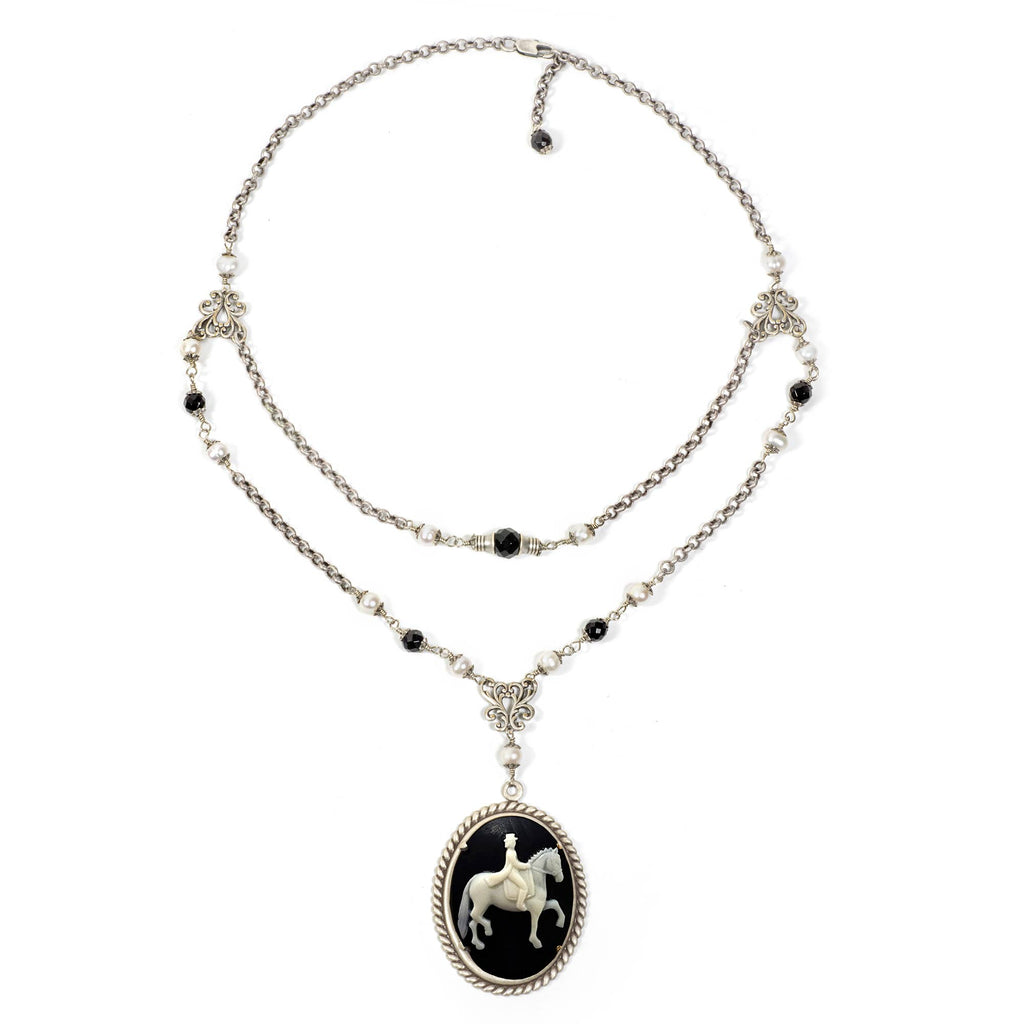 Elegant Dressage Cameo Necklace - Horse Girl