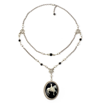 Elegant Dressage Cameo Necklace - Horse Girl