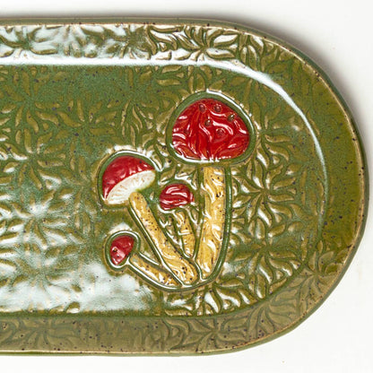 Mushroom Ceramic Green Platter