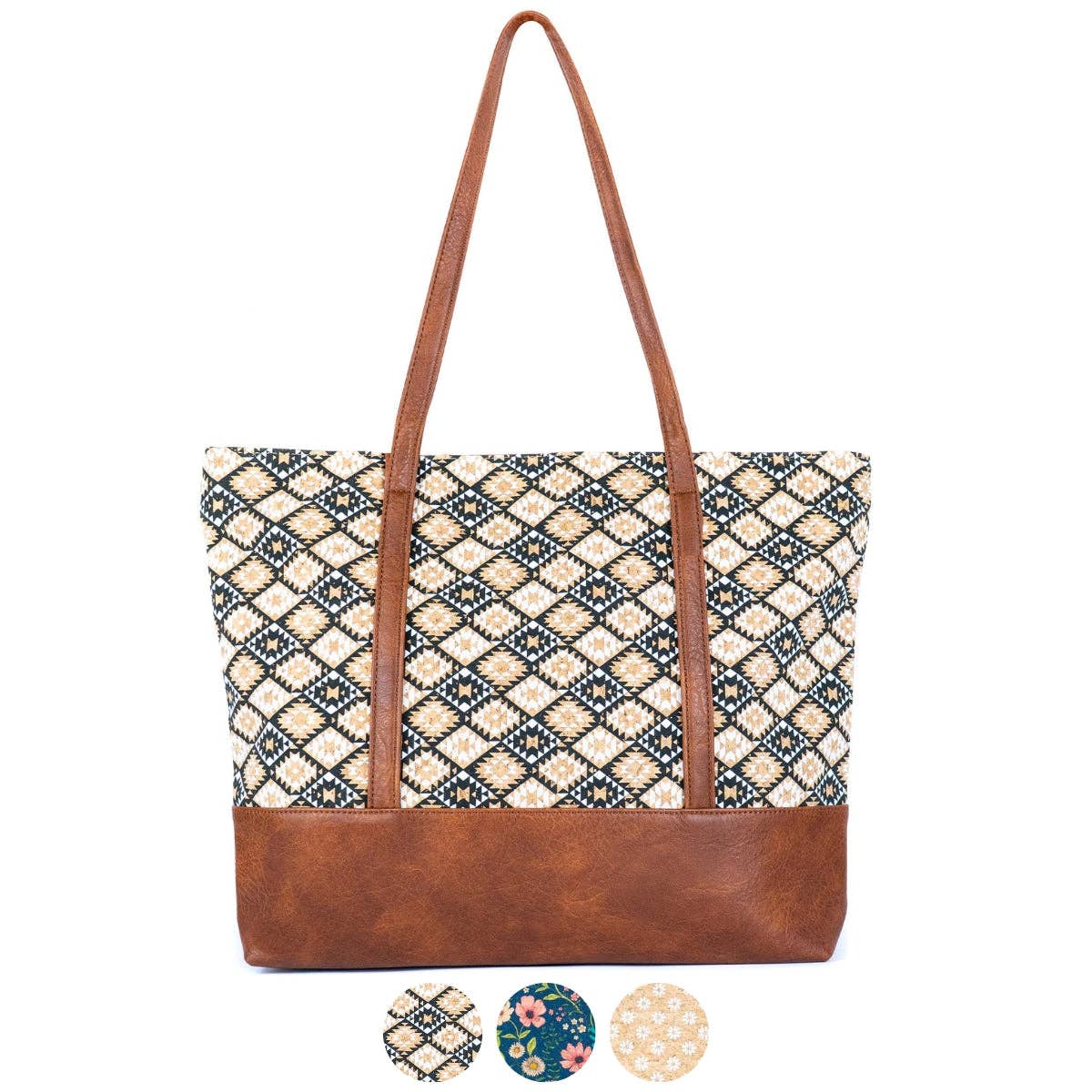 Cork Tote Bag with Vegan Leather Straps