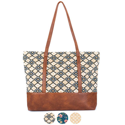 Cork Tote Bag with Vegan Leather Straps