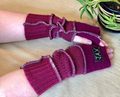 Fingerless Gloves Solid Color(s) rainbow Upcycled from sweaters