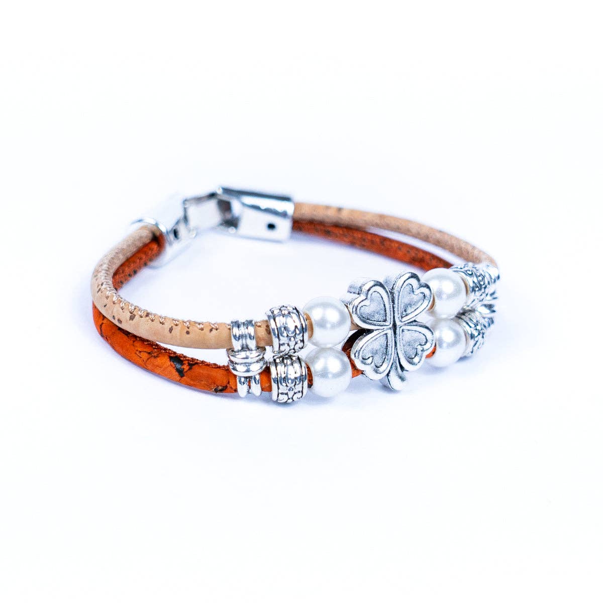 Flower Dual Color cork handmade Bracelet