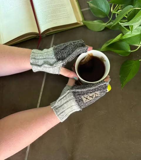 Fingerless Gloves Dark and light grey Upcycled from sweater