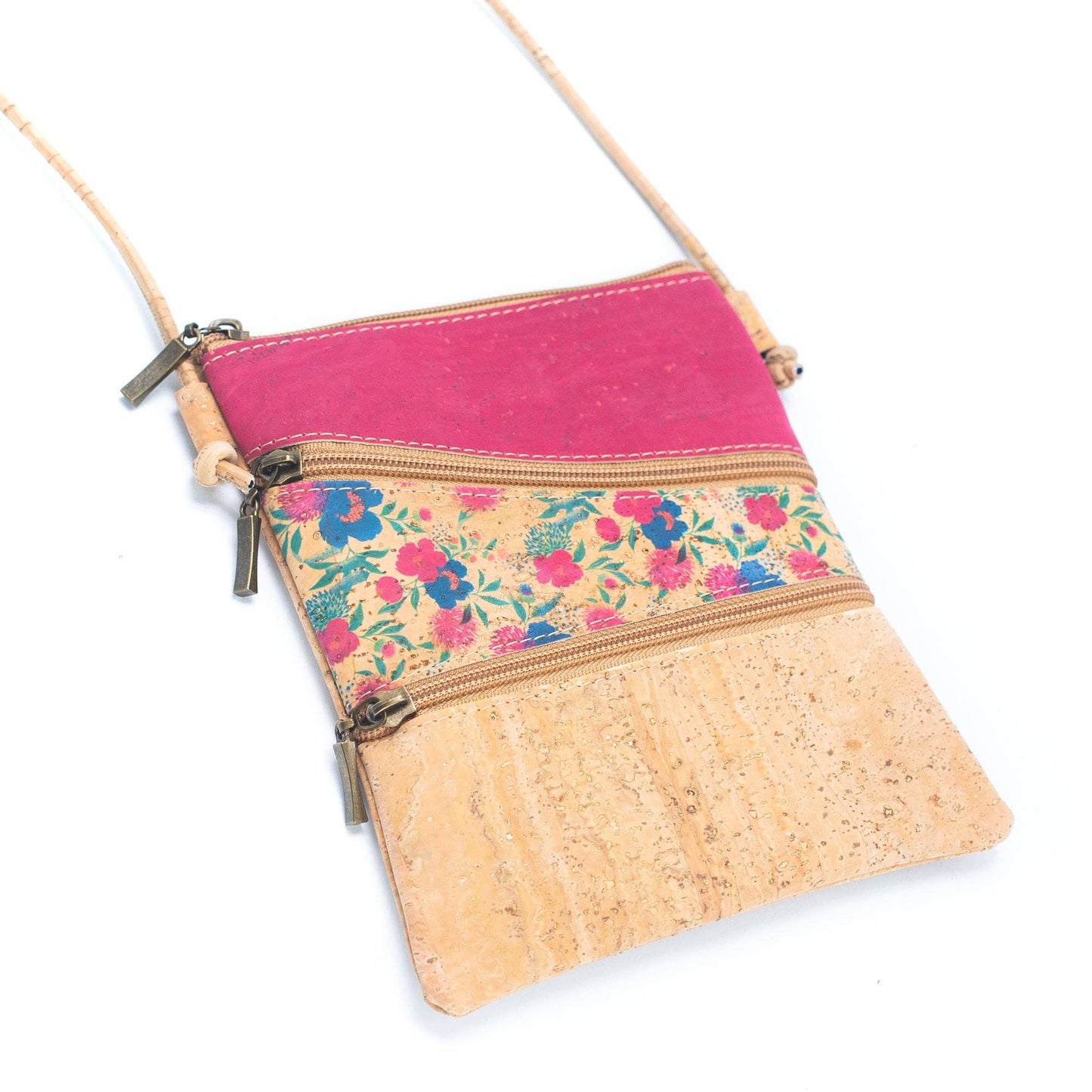 Cork Pattern stitching cork zipper crossbody bag