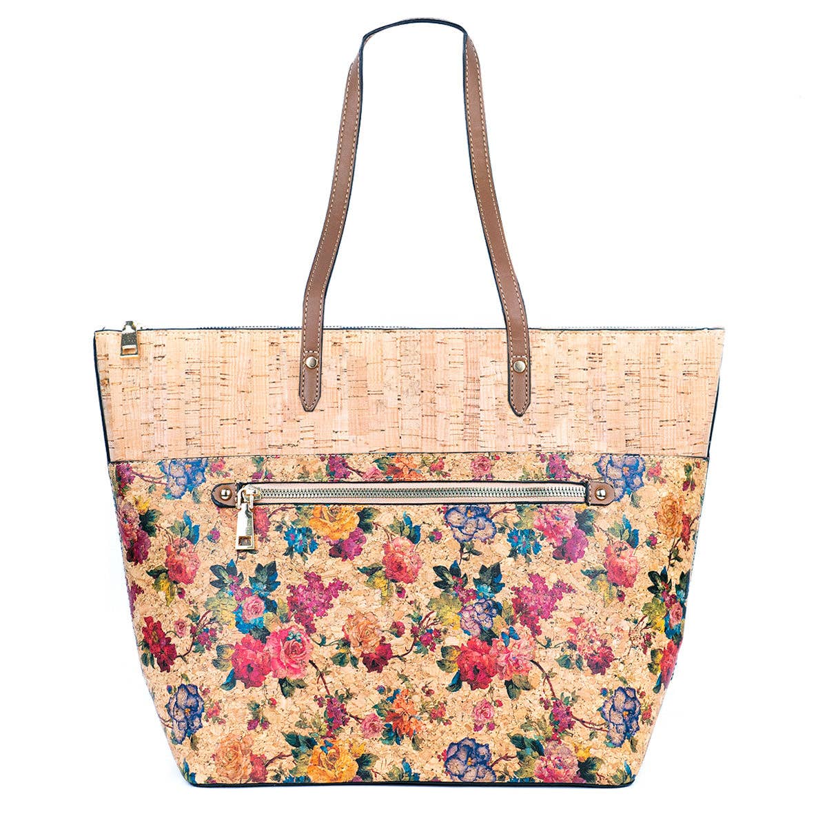 Printed Cork Tote Bag with PU Handle