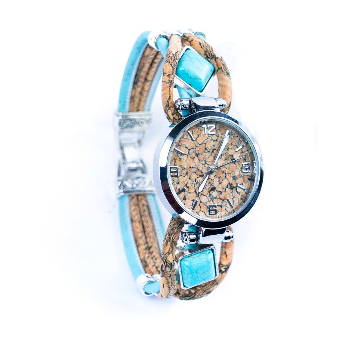 Turquoise Stone Handmade cork watch