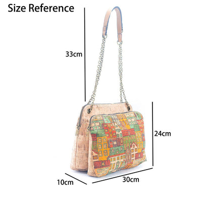 Messenger Patterned Natural Cork bag