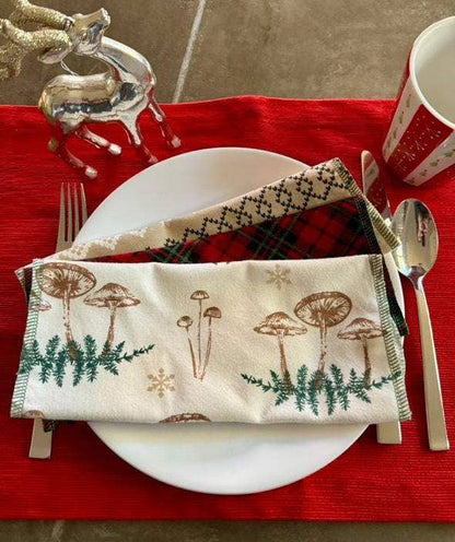 Holiday shroom plaid ECO Washable towels