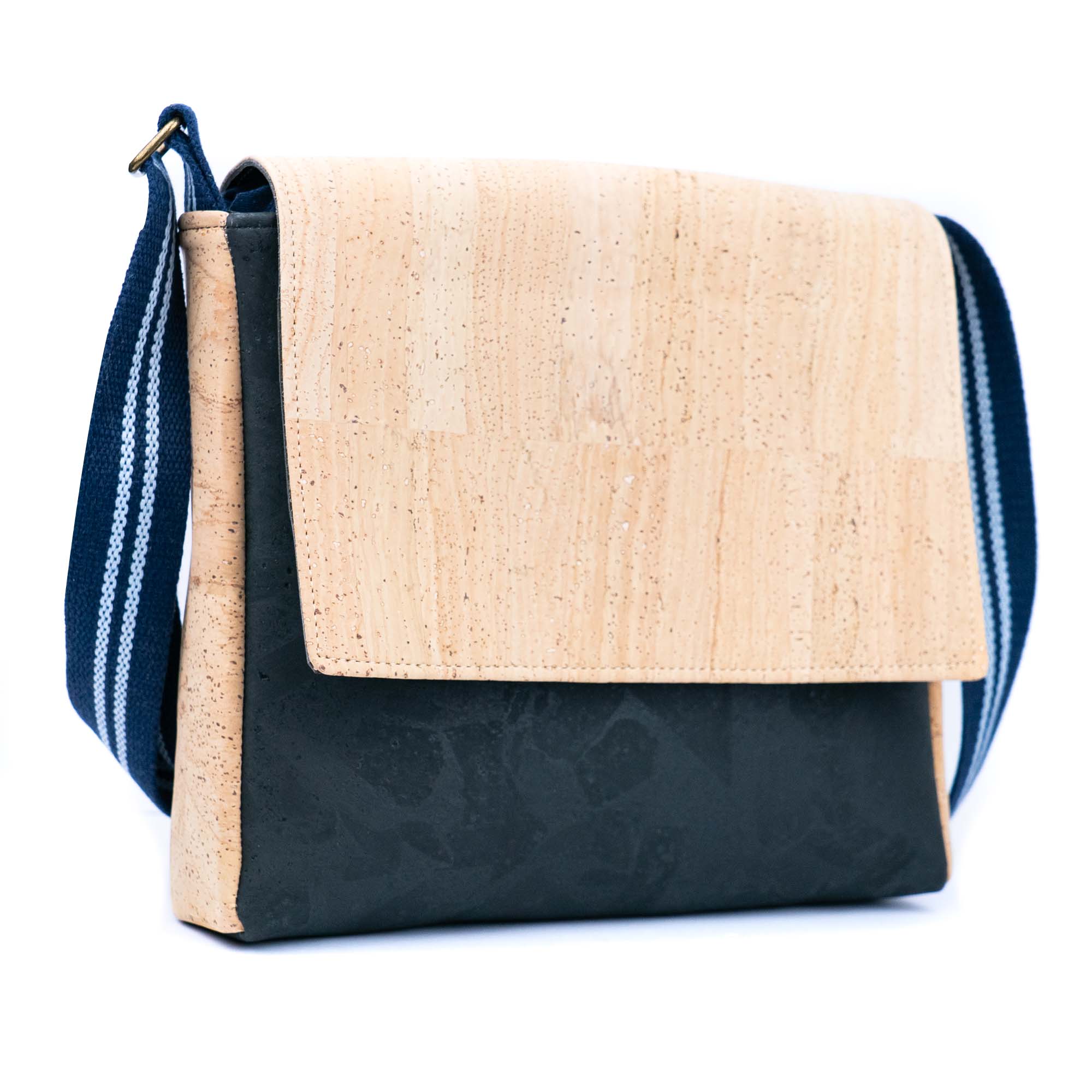 Natural & Black Cork Crossbody Bag