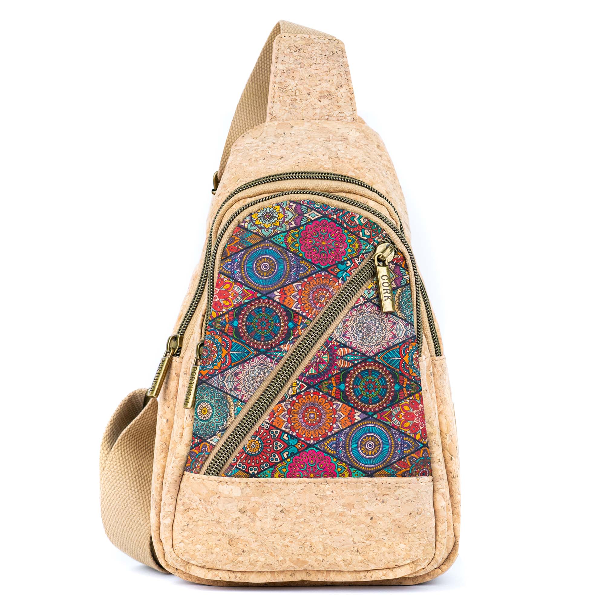Cork Sling Bag with Printed Front Panel