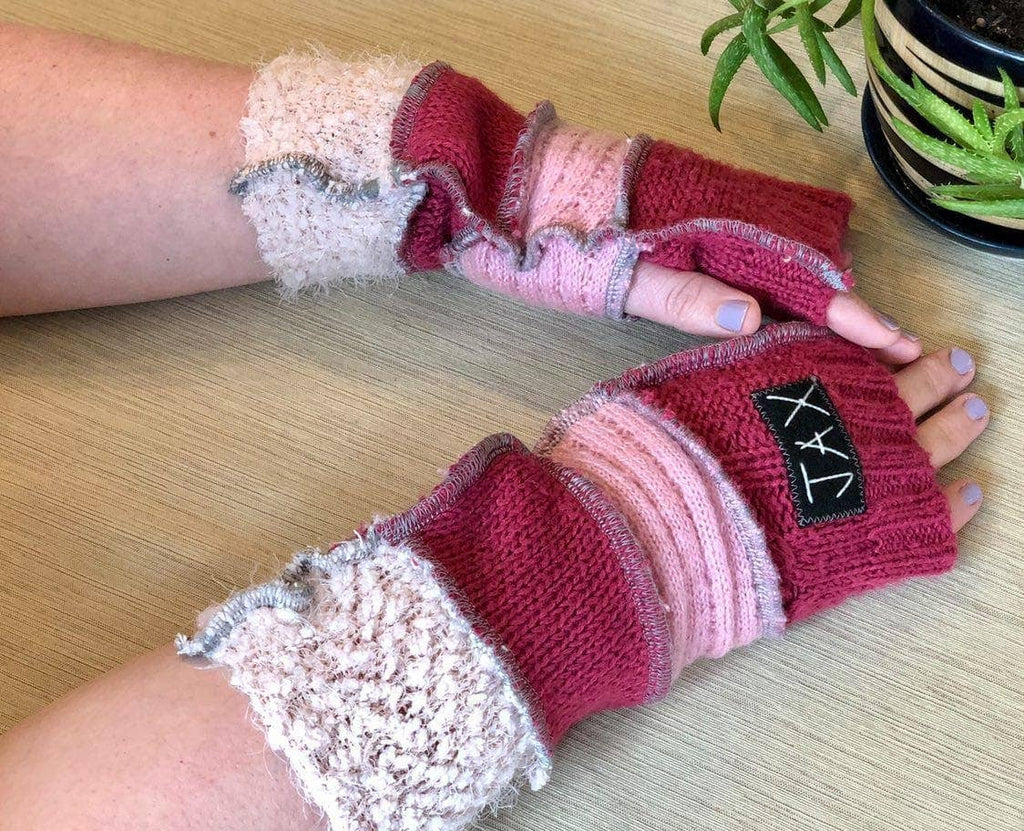 Fingerless Gloves Solid Color(s) rainbow Upcycled from sweaters