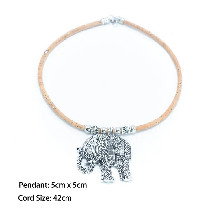 Elephant Pendant Cork necklace