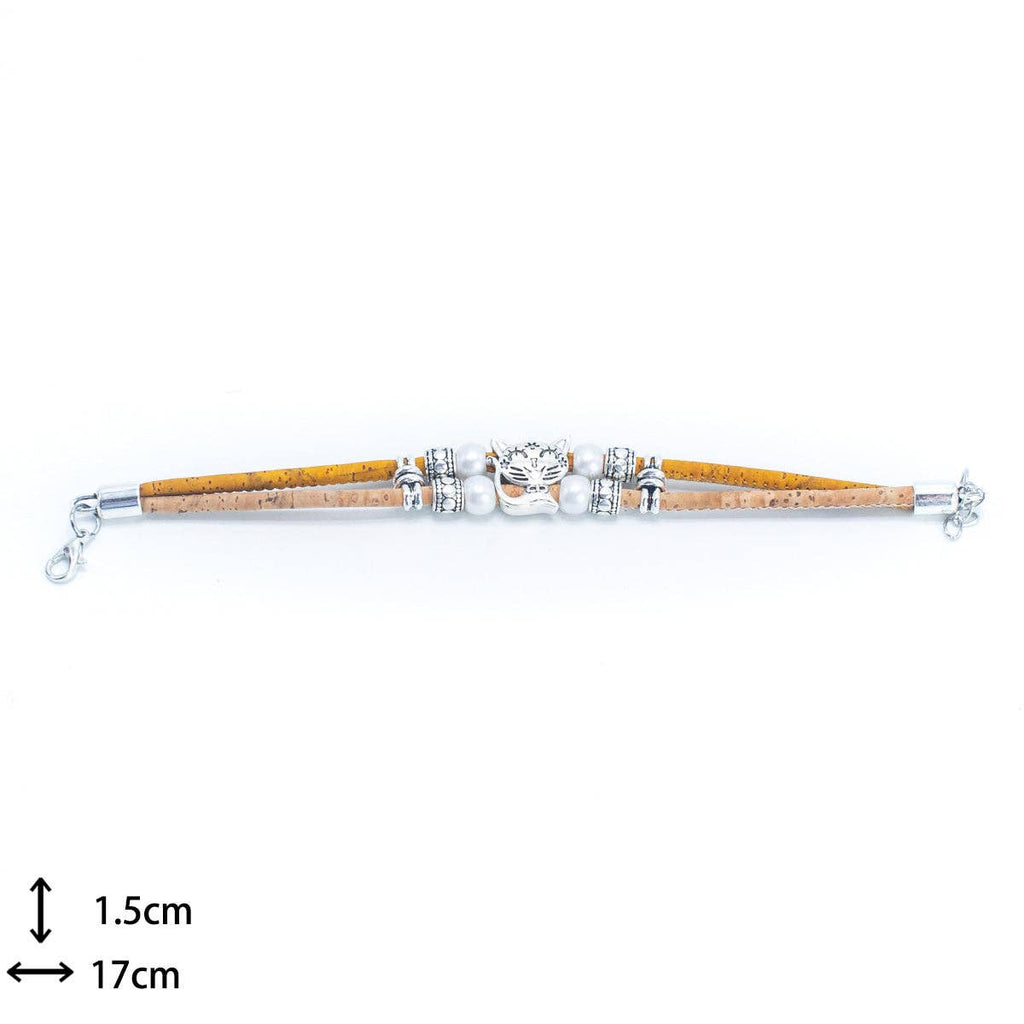 Cat Cork with pearl bracelet