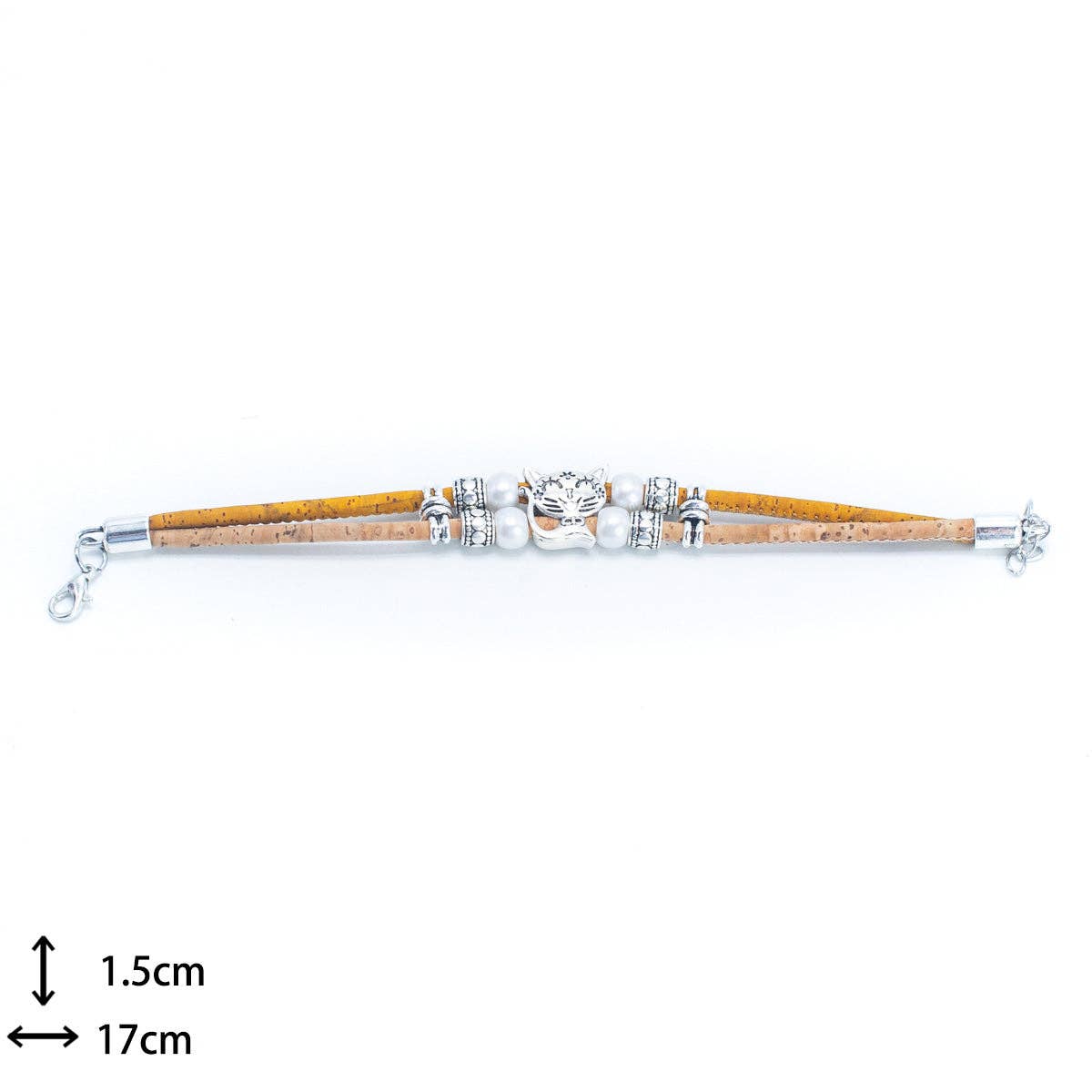 Cat Cork with pearl bracelet