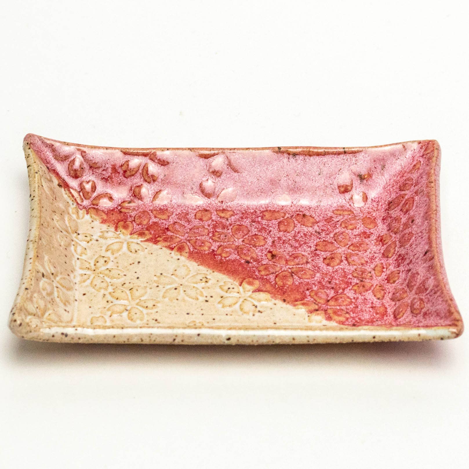 Flower Pattern Red & White Ceramic Trinket Dish