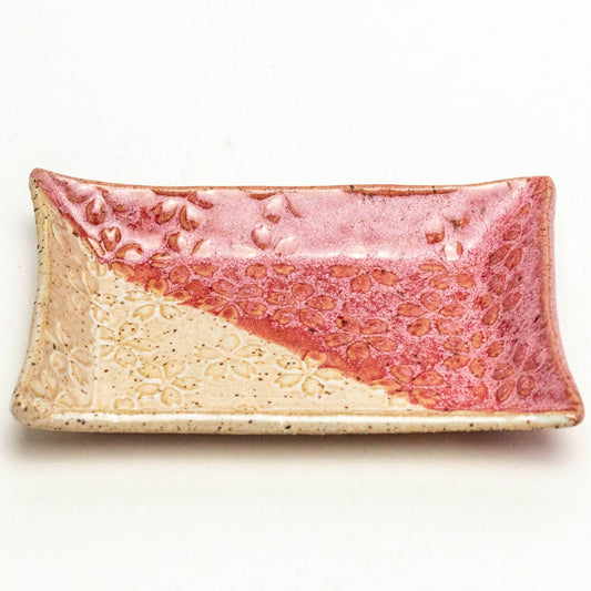 Flower Pattern Red & White Ceramic Trinket Dish