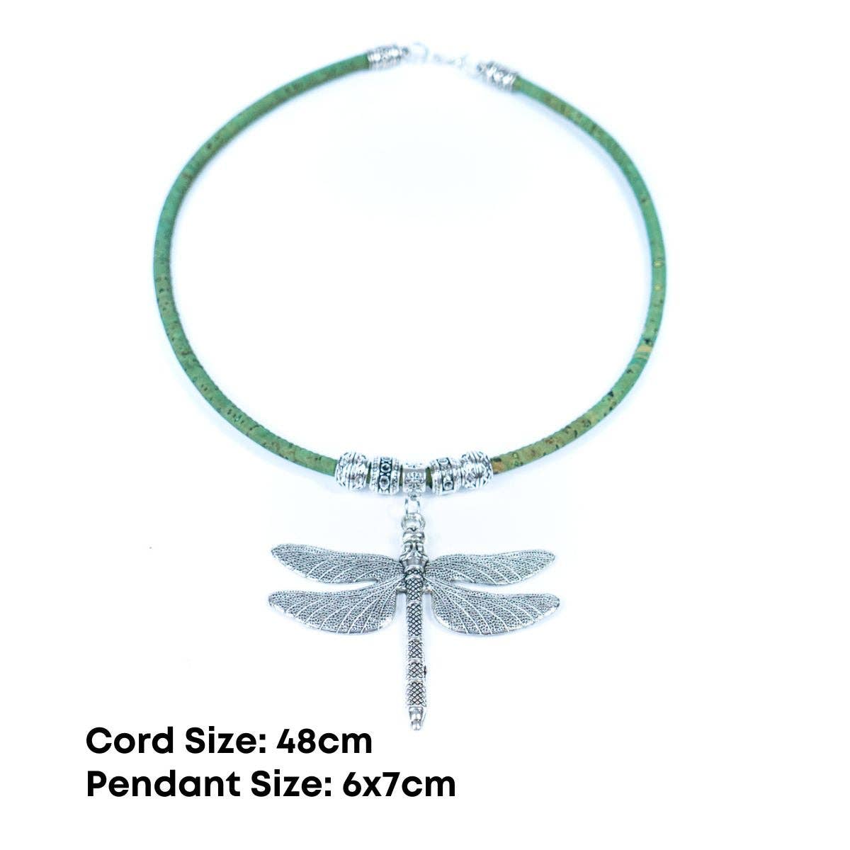 Textured dragonfly handmade Colored cork necklace