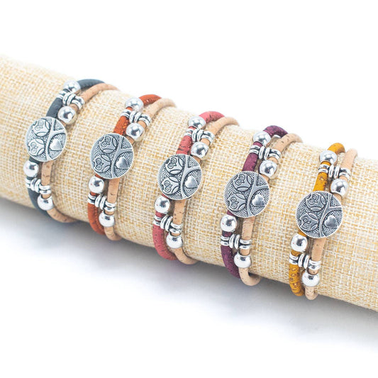 Rose Bead & Colorful Cork Bracelet